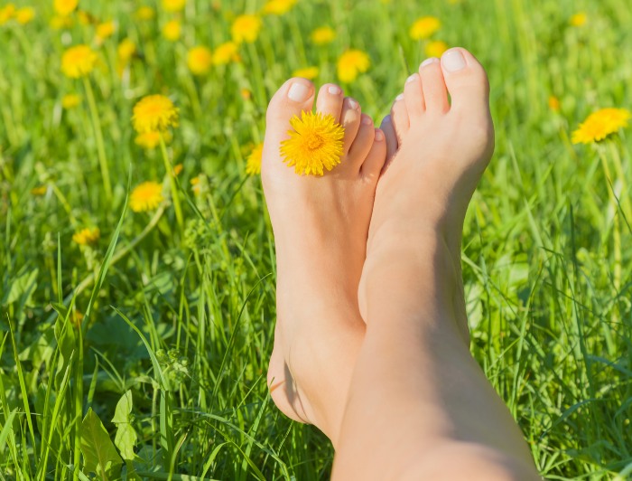 Flower in between Healthy Toes of a Female