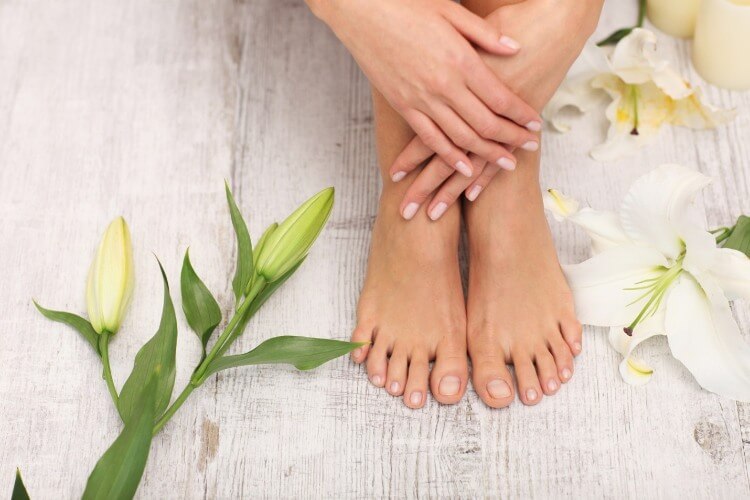 Beautiful & healthy Toenails of a female with flowers, Southern Delaware Foot & Ankle